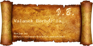 Valasek Borbála névjegykártya